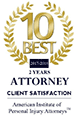 10 Best 2 Years | Attorney Client Satisfaction | American Institute of Personal Injury Attorneys